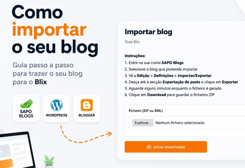 Como importar blogs do SAPO, Blogger ou WordPress