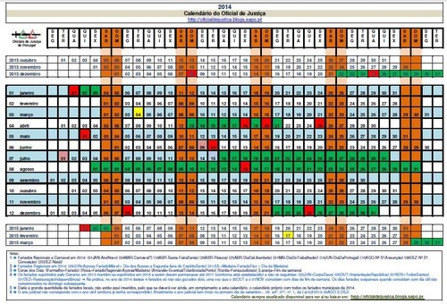 Calendário do Oficial de Justiça 2014
