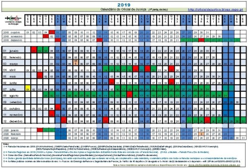O Calendário 2019 para Oficiais de Justiça está pronto para Baixar