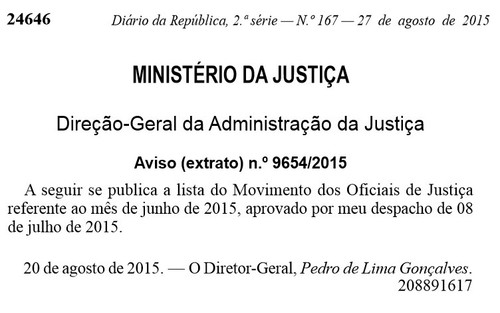 Publicado em DR o Movimento de Junho