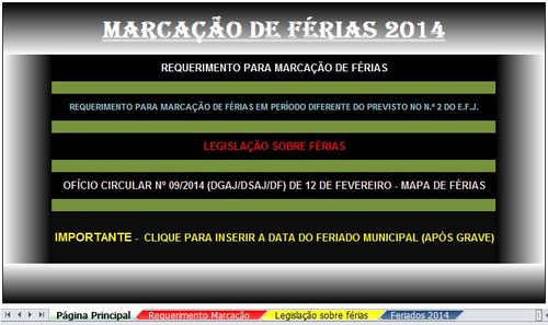 Marcação de Férias para 2014