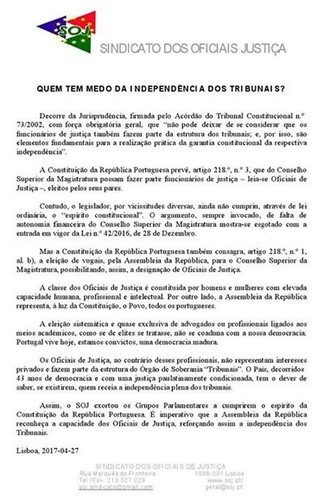 Ainda não há Oficiais de Justiça nos conselhos superiores das magistraturas