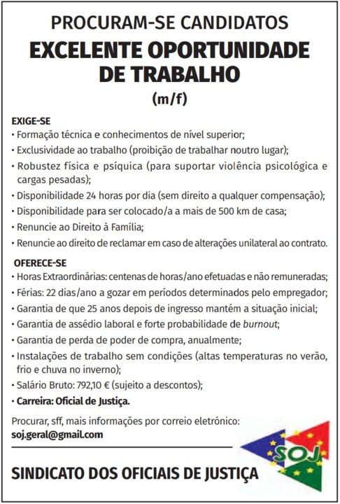 O anúncio no jornal que expõe a falta de decência do Governo