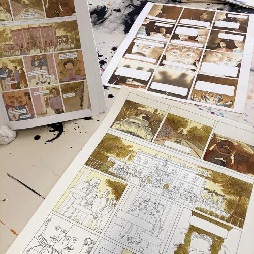 Imagens da trilogia de Filipe Seems, no atelier de António Jorge Gonçalves. Foto: https://www.antoniojorgegoncalves.com