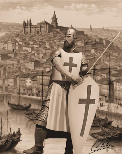 A09 D Afonso Henriques - rei de Portugal_ sépia_ms