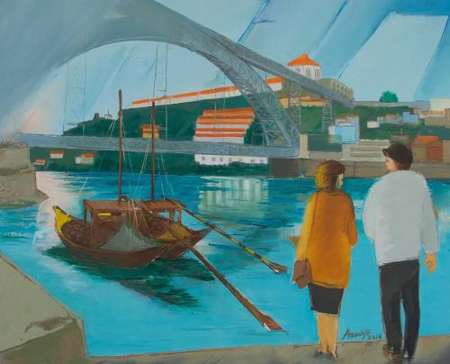 O23 Na Ribeira junto aos barcos rebelos e a ponte D Luís - Manuel Araújo