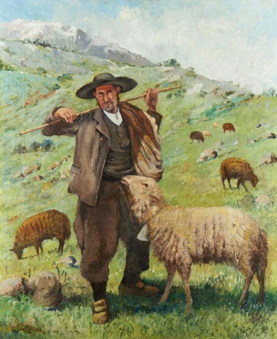 N04 Pastor com rebanho - António Cândido da Cunha (1866-1926)