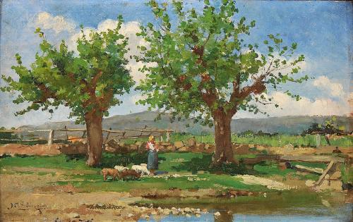 J20 Paisagem com pastora - João Marques de Oliveira (1853 - 1927)