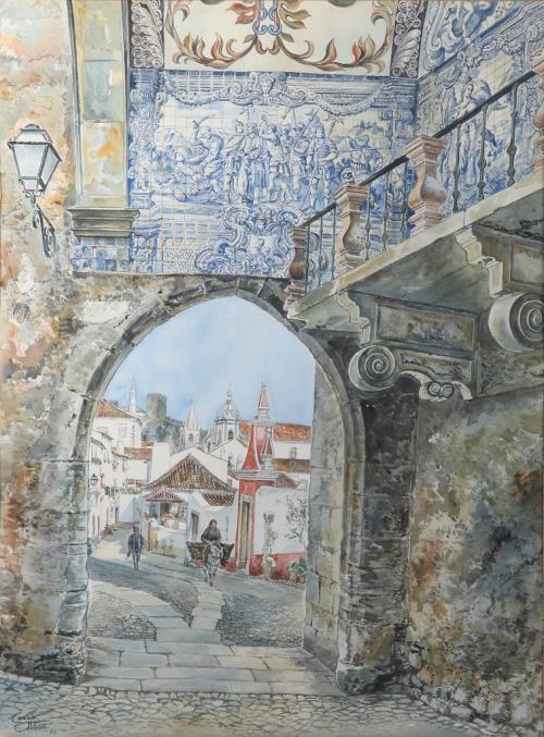A28 Entrada da Vila e Azulejos da Muralha de Óbidos - César Augusto Abott (1910-1977)