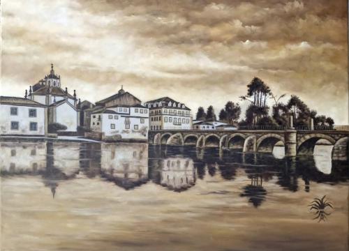 08Jan Ponte romana de Chaves, vista do lado de trás. Pintura monocromática_Alfredo Cabeleira