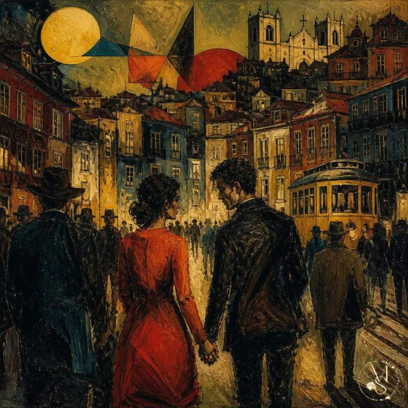"Casal na noite da cidade Invicta" - Mário Silva (IA)