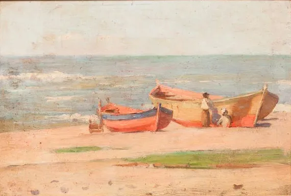 “Barcos na praia” - António Cândido da Cunha (1866 – 1926)