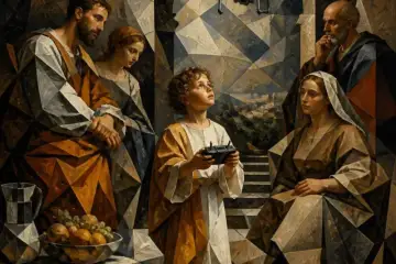 “Xesus com o seu novo brinquedo”  (com Marya, Rosé, Cléofas e Madelania)
