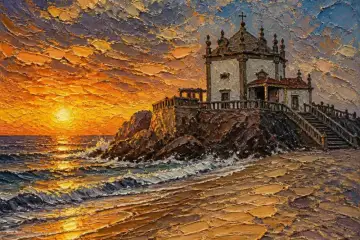 "O Senhor da Pedra com o mar a lavar-lhe os pés" – Mário Silva (IA)