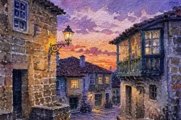 "Crepúsculo numa aldeia transmontana" - Mário Silva (IA)