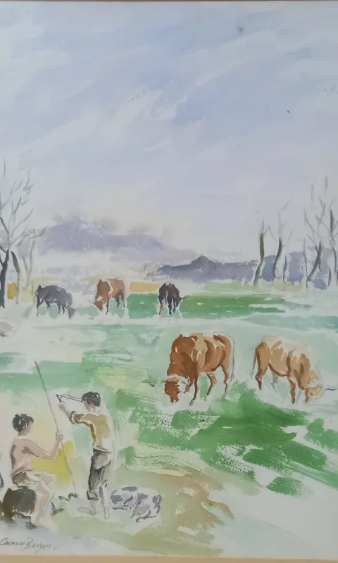 “Paisagem campestre com pastores e vacas a pastar” - Carneiro Rodrigues