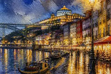 "Cais de Gaia à noite" – Mário Silva (IA)
