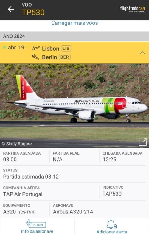 Amanhã, há um voo TP530....