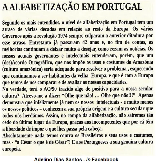 «A “César o que é de César”! E aos Portugueses a sua genuína cultura europeia»