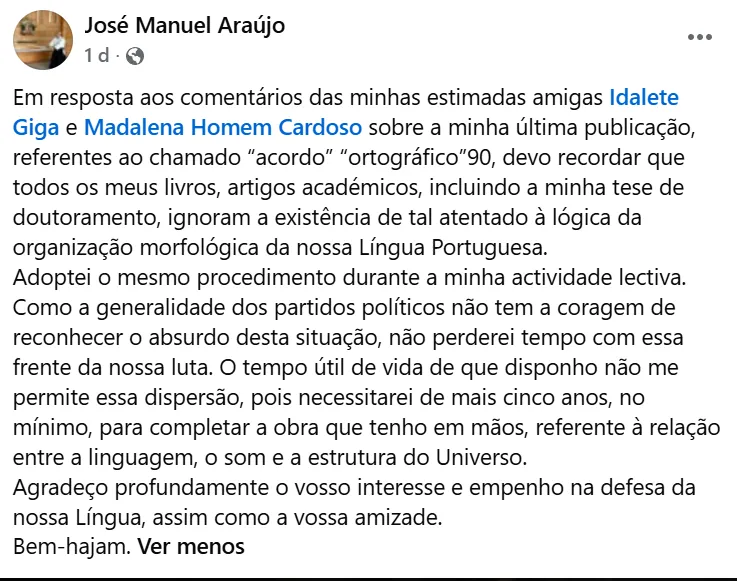 Quem disse que no acto de leccionar e escrever artigos académicos e teses de doutoramento era obrigatório seguir o AO90 ou seriam penalizados?