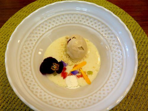 Creme de arroz doce e citrinos, gelado de bolacha Maria