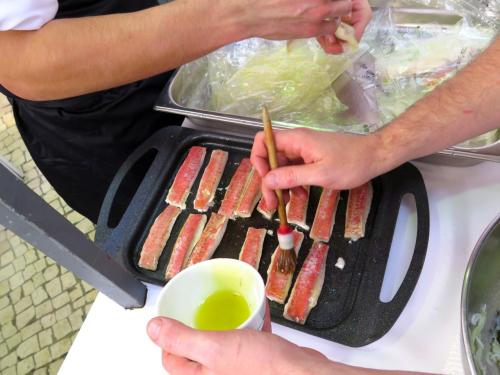 Salmonete pincelado com azeite da Quinta de Vargellas