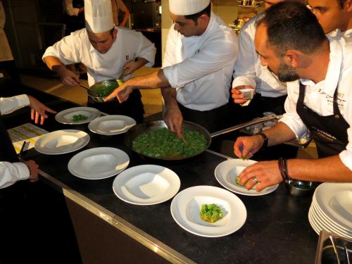 Green Tortellini with pappa al pomodoro and seafood