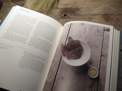 Linseed and vinegar crisps, blue shell mussel dip