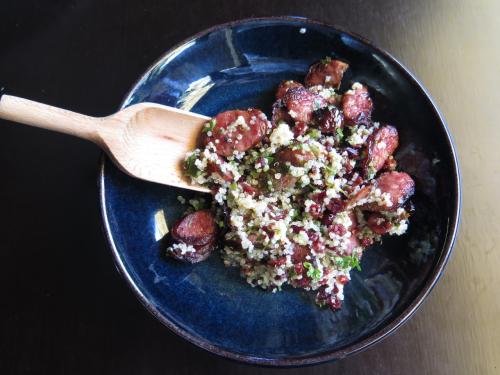 Chorizo, Quinoa, Arandos, Coentros Chorizo, Quinoa, Arandos, Coentros