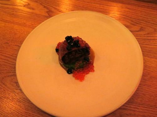 Cabbage Strudel with Creamed Spinach & Trout Roe