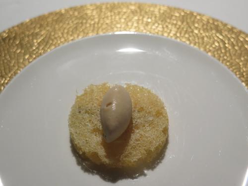Tempura of aula with carpione sorbet