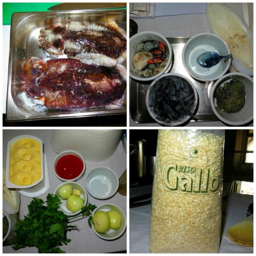 Os ingredientes do risotto de choco