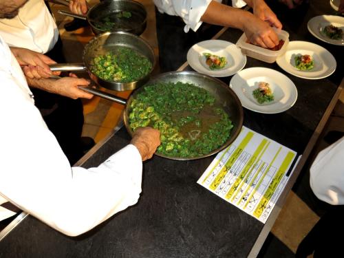 Green Tortellini with pappa al pomodoro and seafood