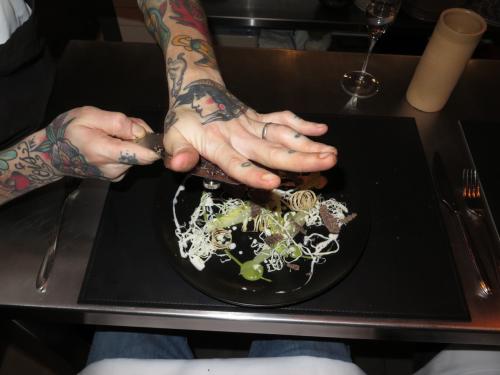 Salad with quesillo, black truffle and guage Salad with quesillo, black truffle and guage