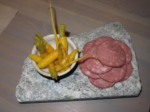 Pickled carrots + Cognacsmedwurst