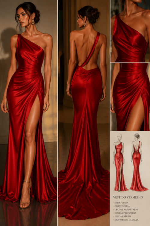 Elegância em vermelho satinado