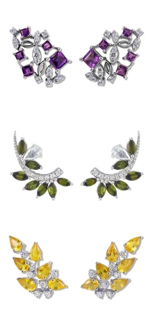 http://rubies.work/0240-ruby-rings/ Three beautiful pairs of diamond and gemstone earrings by Ayva jewelry