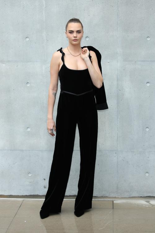 Cara Delevingne attends the Emporio Armani show during Milan Fashion Week on Sept. 21, 2023.