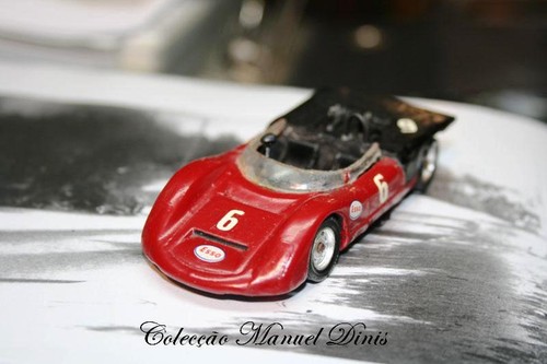 Miniatura transformação base Corgi Toys Porsche Carrera 6 Claude Larrieu  Marca – Porsche Carrera 6 Spyder  Prova - XVI Circuito internacional de Vila Real 1971  Piloto – Claude Larrieu