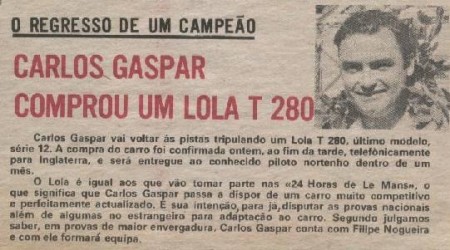 O Lola T 280 de Carlos Gaspar