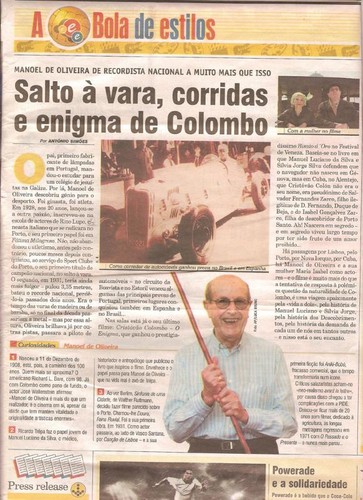 Salto à vara, corridas e enigma de Colombo