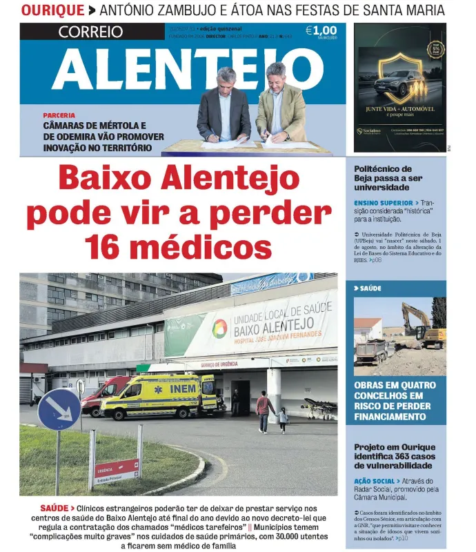 Capa do Correio Alentejo desta quinzena