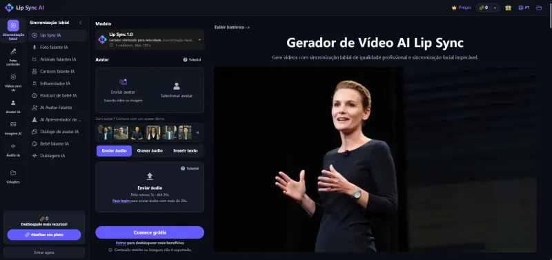 Lip Sync Grátis: Crie Vídeos Falantes com Inteligência Artificial